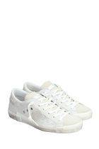 Philippe Model Prsx Low Sneakers In Silver Suede And Leather