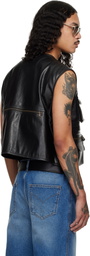 LU'U DAN Black Cargo Faux-Leather Vest