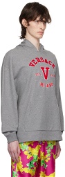 Versace Gray Embroidered Hoodie