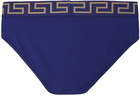 Versace Underwear Blue Greca Border Briefs