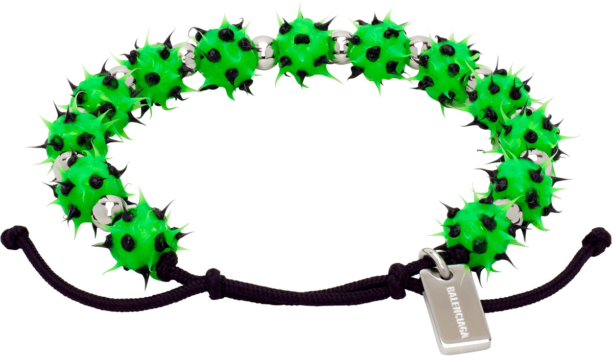 Balenciaga Green & Silver Malibu Silicone Bracelet