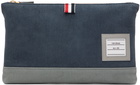 Thom Browne Blue Large Zip Pouch