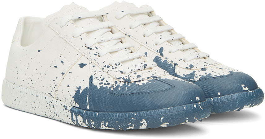 Maison Margiela サンダル 白x茶x青系 2007423L0109 Maison Margiela White & Blue Replica Sneakers Maison Margiela