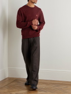 LOEWE - Anagram Embroidered Wool-Blend Sweater - Burgundy