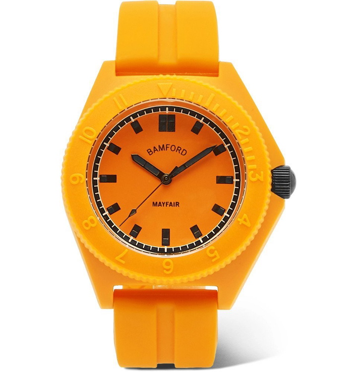 Photo: Bamford Watch Department - Mayfair Rubber Watch - Yellow