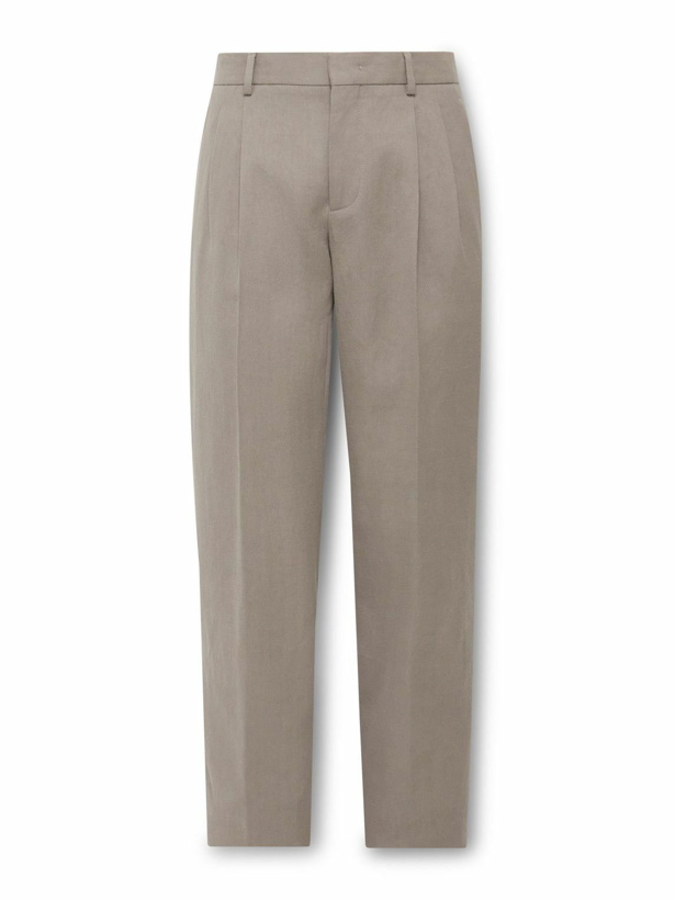 Photo: Loro Piana - City Slim-Fit Pleated Linen Trousers - Neutrals