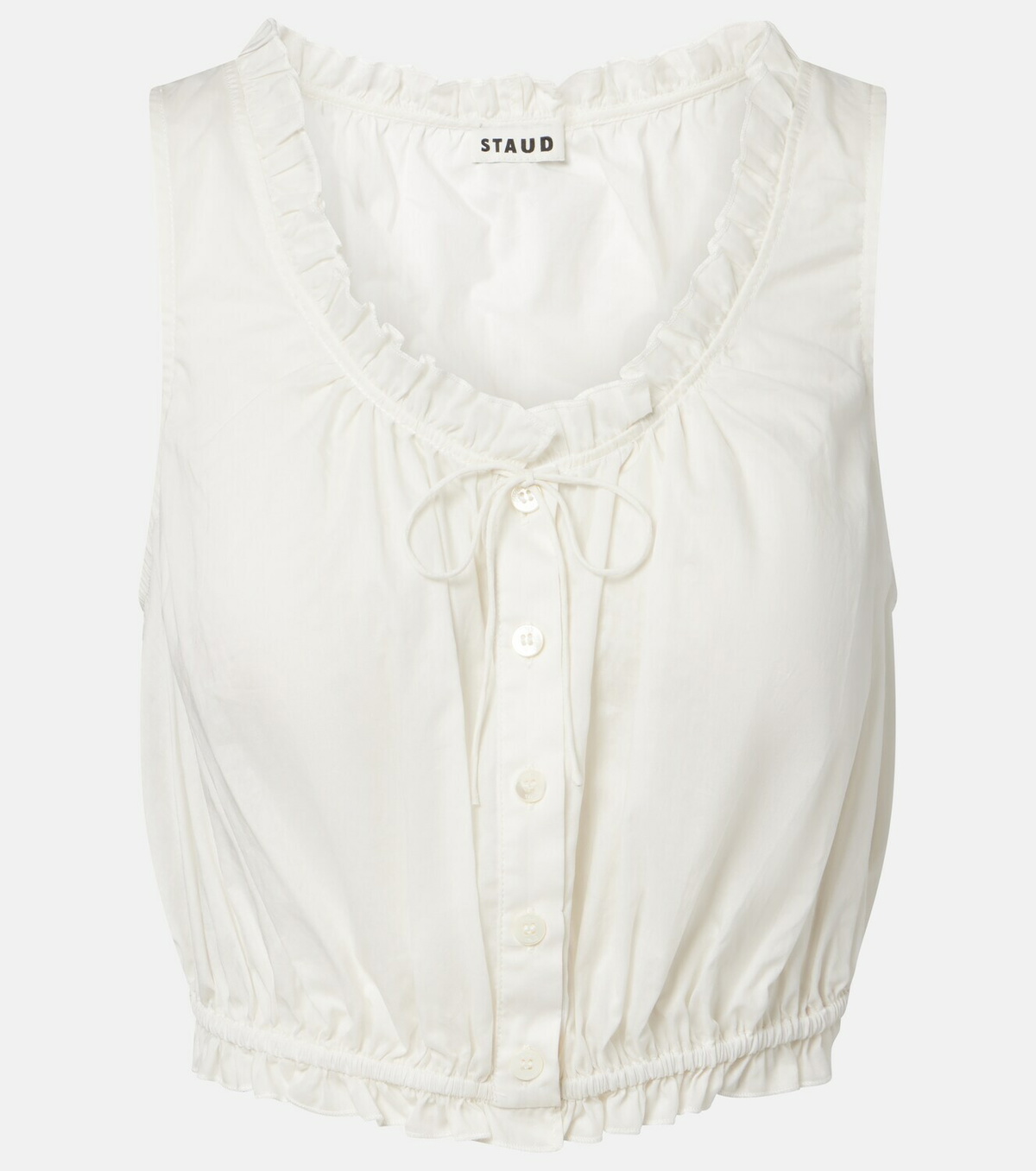 Staud Sicilia lace-trimmed cotton voile top