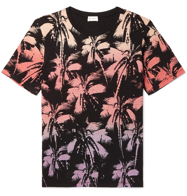 Photo: SAINT LAURENT - Printed Cotton-Jersey T-Shirt - Multi