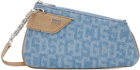 GCDS Blue Comma Notte Monogram Denim Shoulder Bag