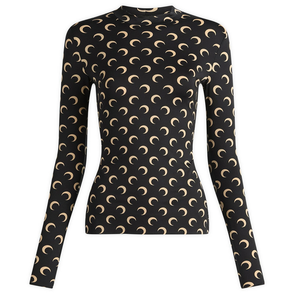 Marine Serre Women's Moon Printed Long Sleeve Top in Inverse Tan