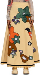 ERL Beige Appliqué Maxi Skirt