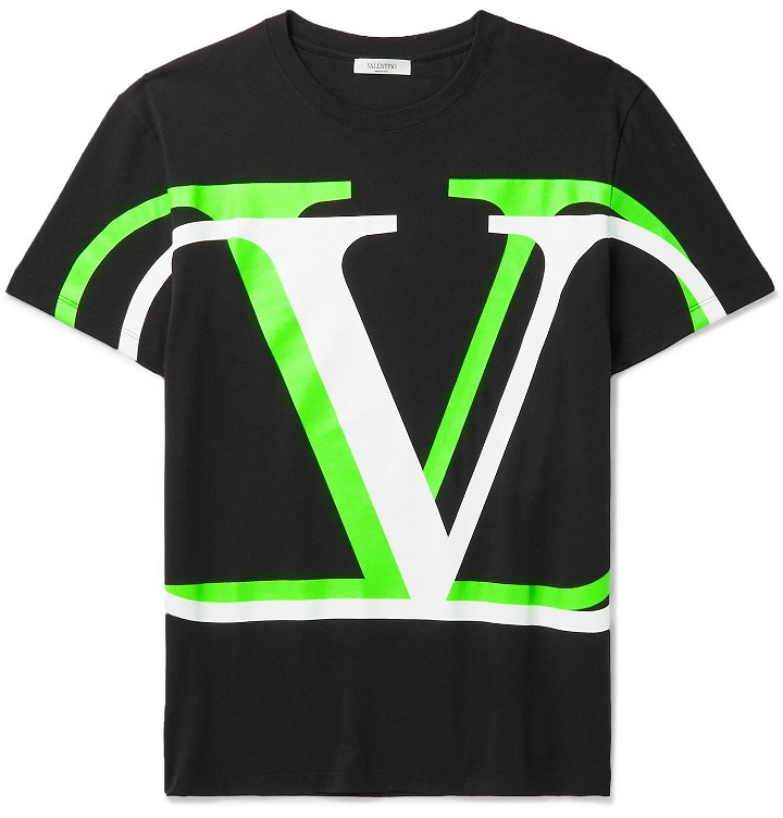 Photo: Valentino - Logo-Print Cotton-Jersey T-Shirt - Green