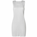 Pleats Please Issey Miyake Women's Basics Sleeveless Mini Dress in Light Grey