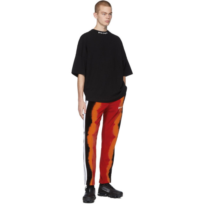 Palm Angels Black and Red Chenille Tie-Dye Lounge Pants Palm Angels
