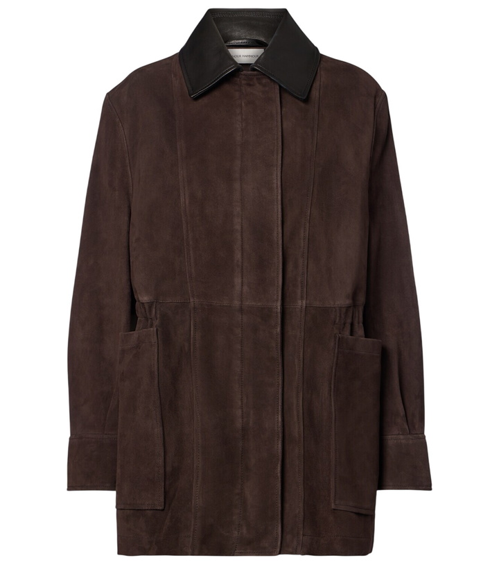 Photo: Nour Hammour Grange leather-trimmed suede jacket