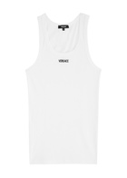 Versace Logo-embroidered Stretch-cotton Vest White And Black