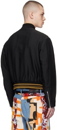 Dries Van Noten Black Embroidered Bomber Jacket