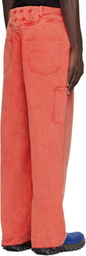 Dingyun Zhang Red Biker Trousers