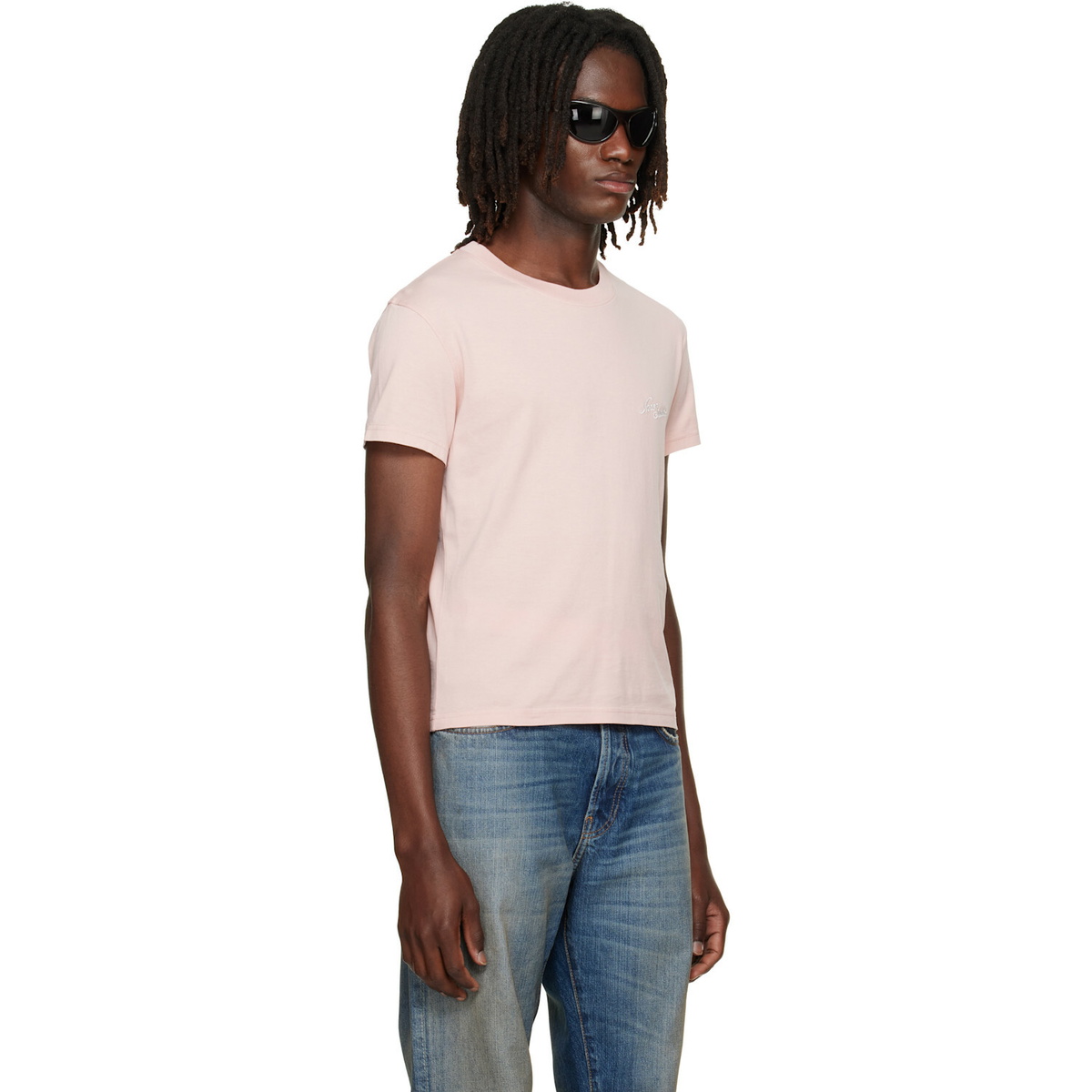 Acne Studios Pink Embroidered-Logo T-shirt