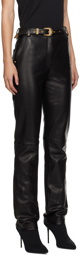 Balmain Black Belted Leather Trousers