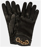 Saint Laurent - Embellished leather gloves