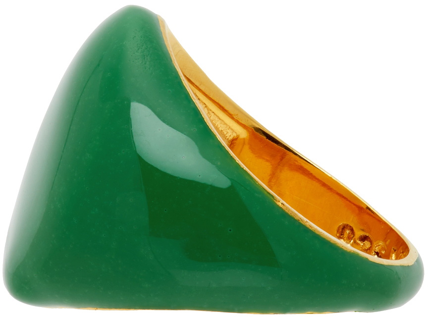 VEERT Green Enamel Round Signet Ring