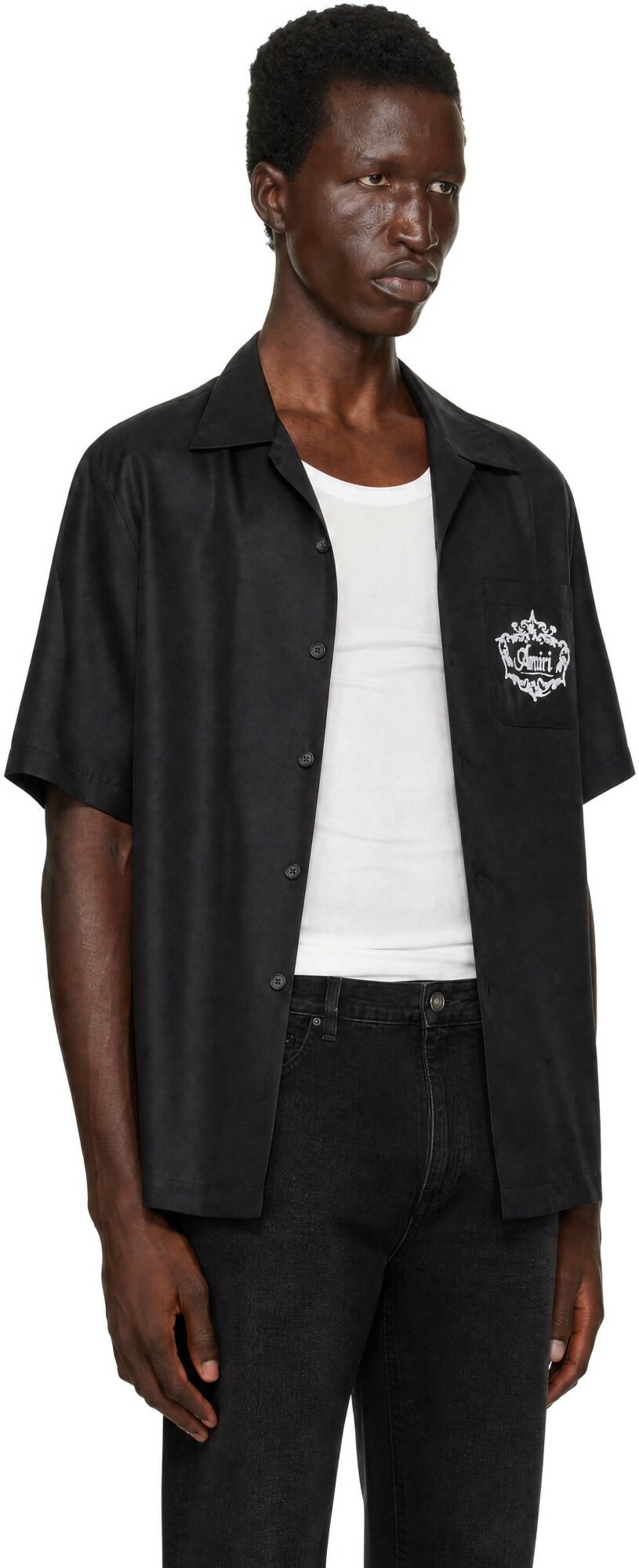 AMIRI Black Chateau Crest Camp Shirt