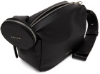 Solid Homme Black Leather Logo Messenger Bag