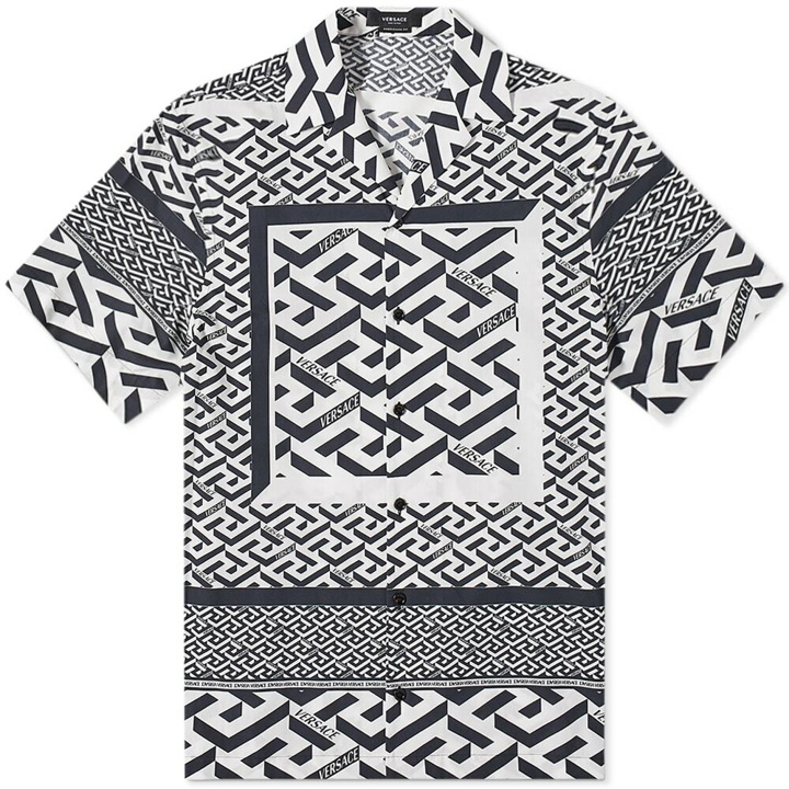 Photo: Versace Men's Geometric Print Vacation Shirt in Black/White