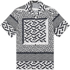 Versace Men's Geometric Print Vacation Shirt in Black/White