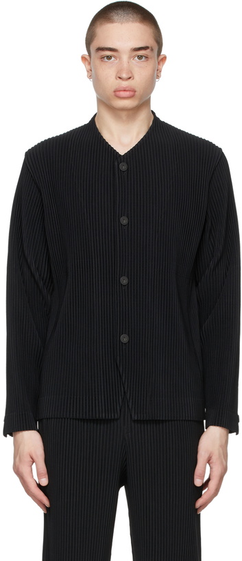 Photo: Homme Plissé Issey Miyake Black Tailored Pleats 2 Cardigan