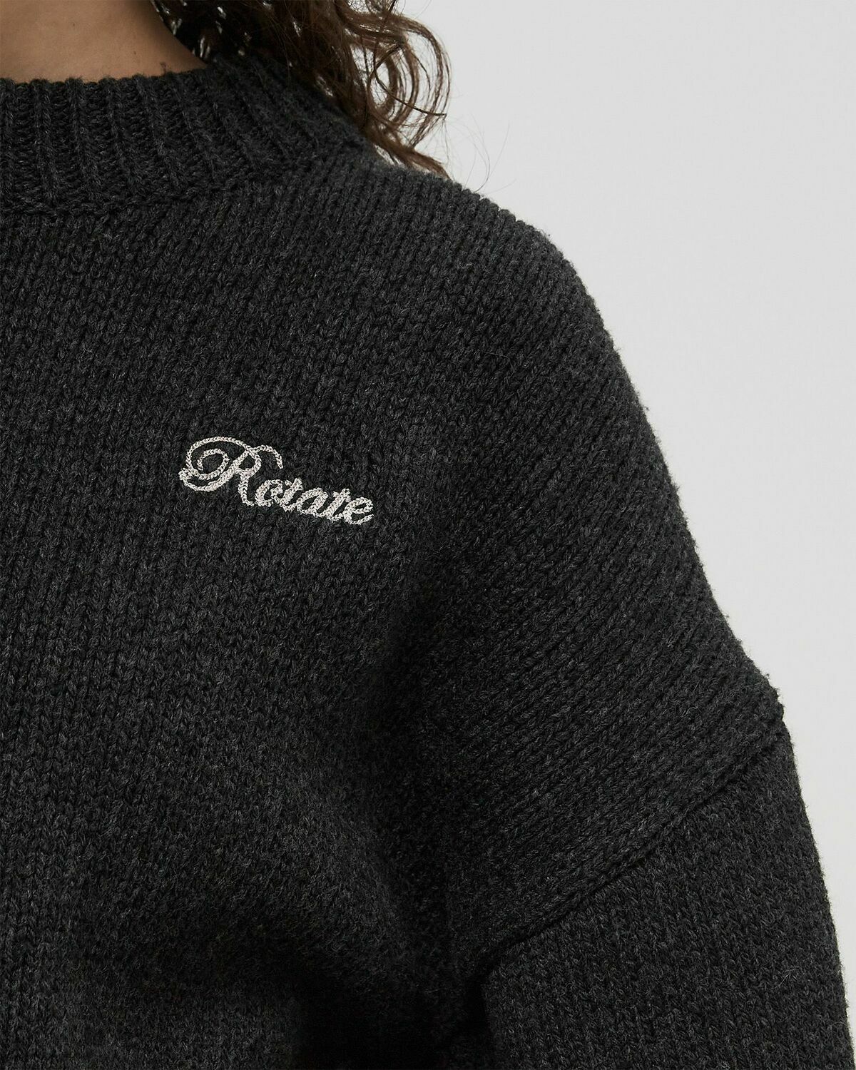 ROTATE Birger Christensen Knit Crewneck Sweater Grey Womens Pullover