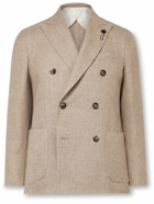 Lardini - Unstructured Double-Breasted Linen and Wool-Blend Suit Jacket - Neutrals