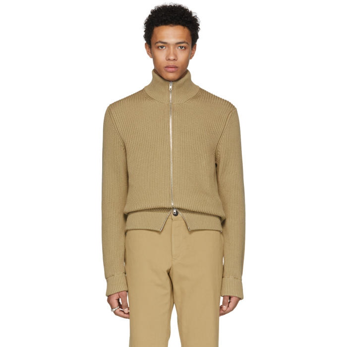 Photo: Maison Margiela Beige High-Neck Zip Sweater 