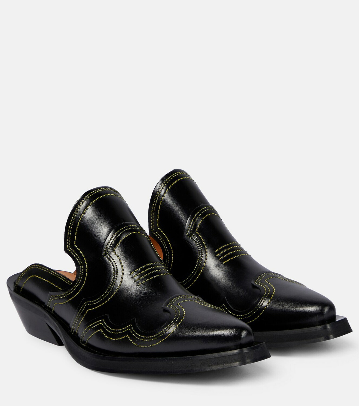【送料&関税込】Ganni Western Mules GANNI Embroidered Western Mules | Black | FARFETCH