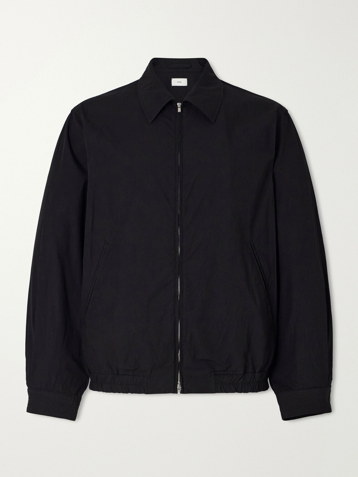 ATON - Cotton-Blend Gabardine Harrington Jacket - Black
