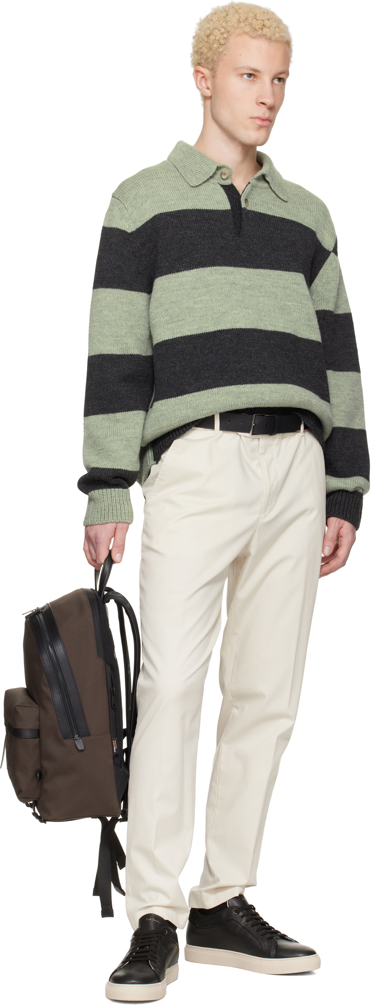 Paul Smith Khaki Cordura Laser 'Signature Stripe' Backpack