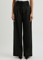 16 Arlington Ivlia Layered-effect Wide-leg Twill Trousers Black