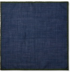 Anderson & Sheppard - Contrast-Tipped Wool Pocket Square - Blue