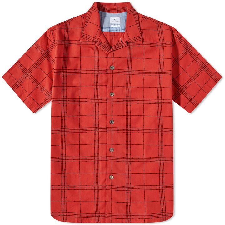 Photo: Paul Smith Men's Check Print Short Sleeve Shirt in Red