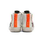Golden Goose White and Orange Slide High-Top Sneakers