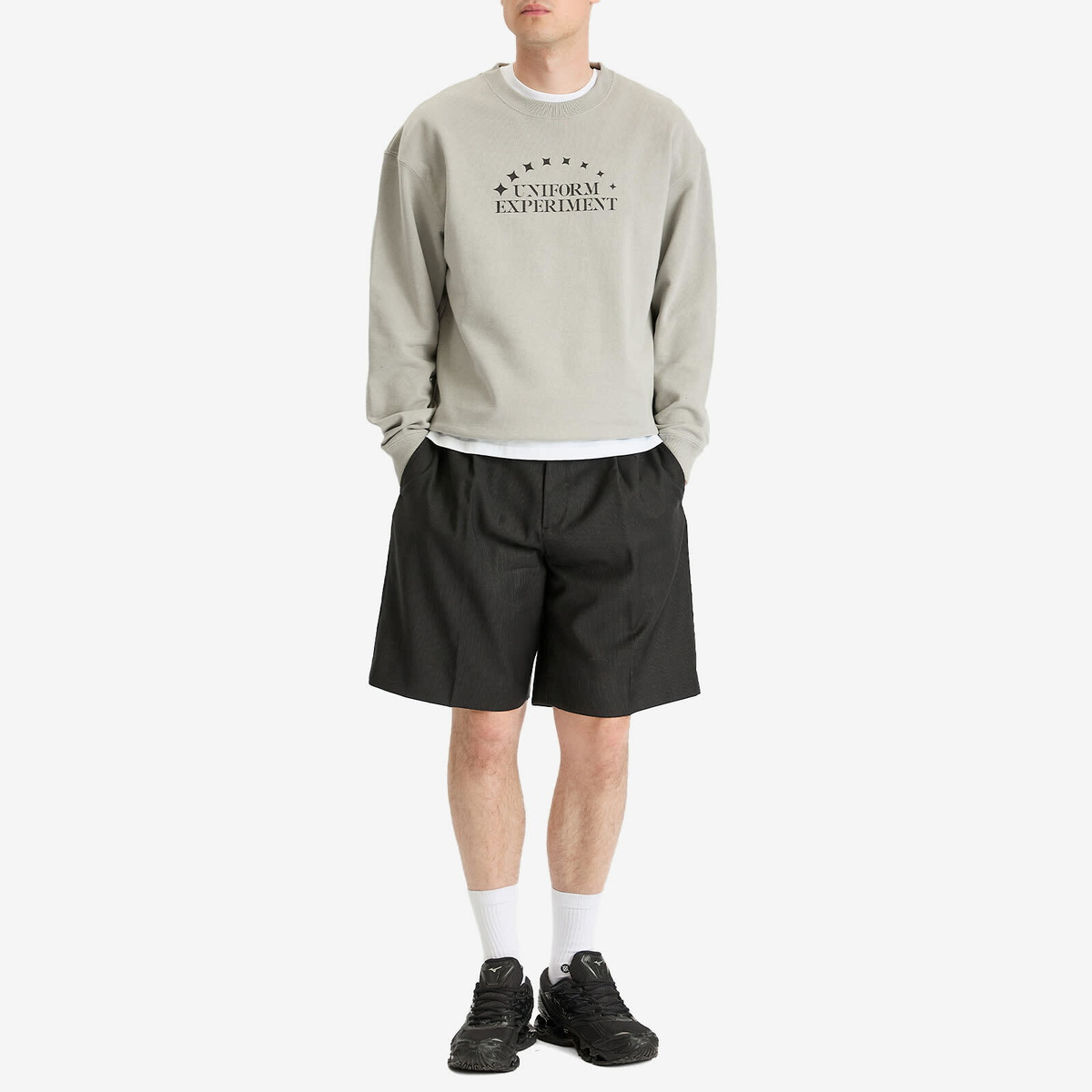 Uniform Experiment Men's Stencil Logo Sweatshirt in Light Gray