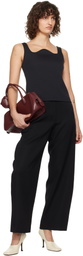 RECTO Black High-Rise Curved Legs Wool Trousers