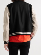 AMIRI - Logo-Appliquéd Wool-Blend and Leather Bomber Jacket - Black