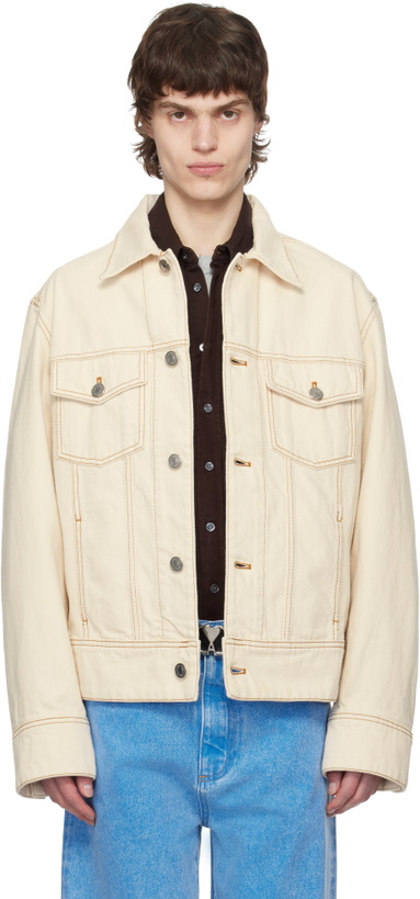Photo: AMI Paris Off-White Cotton 'Ami Paris' Trucker Denim Jacket