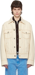 AMI Paris Off-White Cotton 'Ami Paris' Trucker Denim Jacket