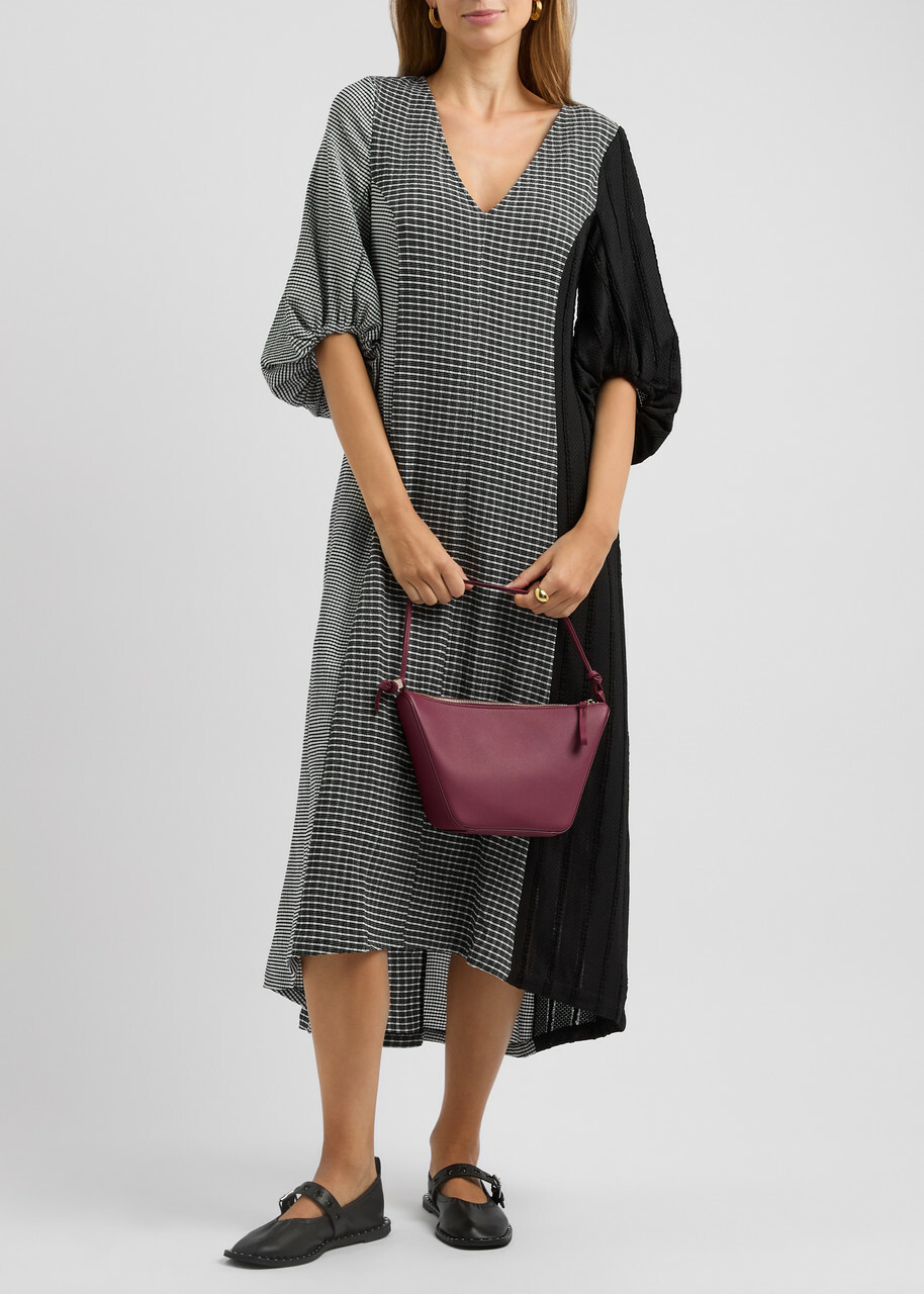 Stine Goya Patchwork Printed Smocked Midi Dress Black And White Stine Goya