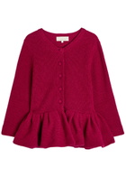Liberowe Peplum Cashmere Cardigan Dark Pink