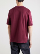 Thom Browne - Logo-Appliquéd Striped Cotton-Jersey T-Shirt - Burgundy