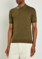John Smedley Croall Ribbed Merino Wool Polo Shirt Dark Green